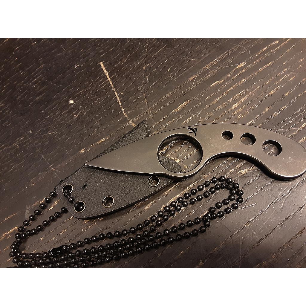 Couteau Perrin La Griffe D2 Noire - Lame Fixe Compacte avec Étui Kydex