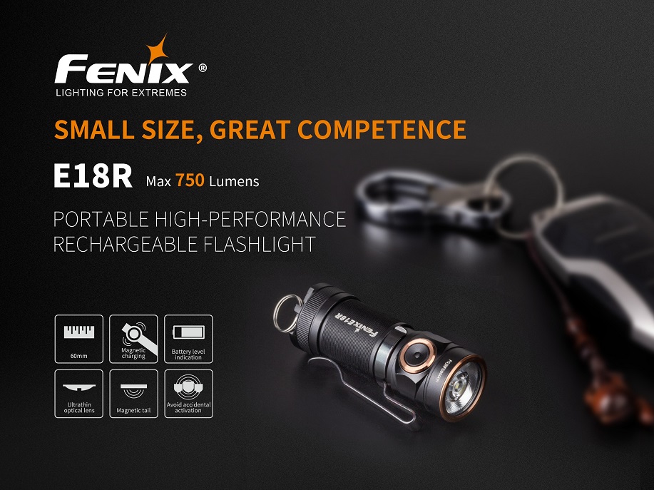 Fenix E18R Flashlight - 750 Lumens, 135m Range, Swiss EDC