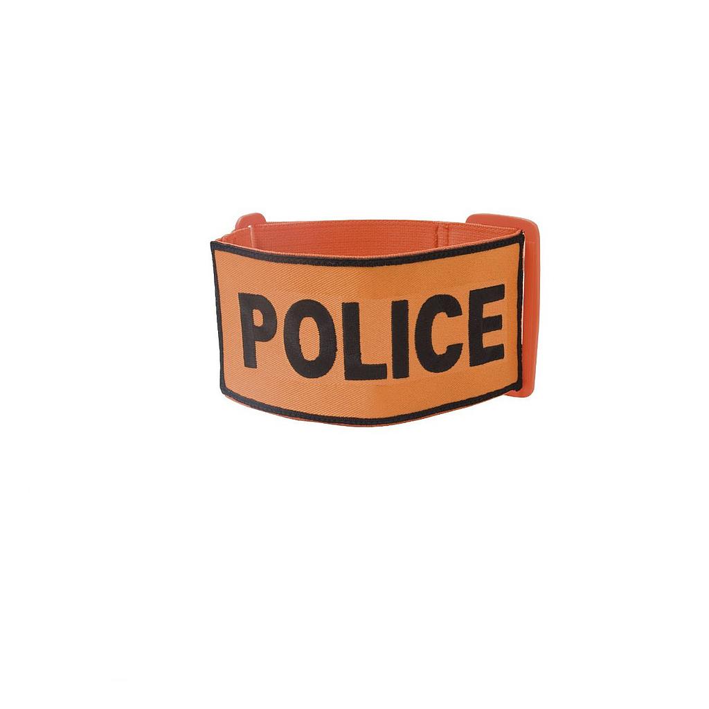 Armbinde Polizei Orange Fluo DCA SC4999 - Schwarze Stickerei, Verstellbare Einheitsgröße
