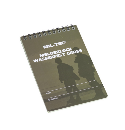 Taccuino WaterProof MilTec - Fogli Impermeabili, Resistente al Terreno