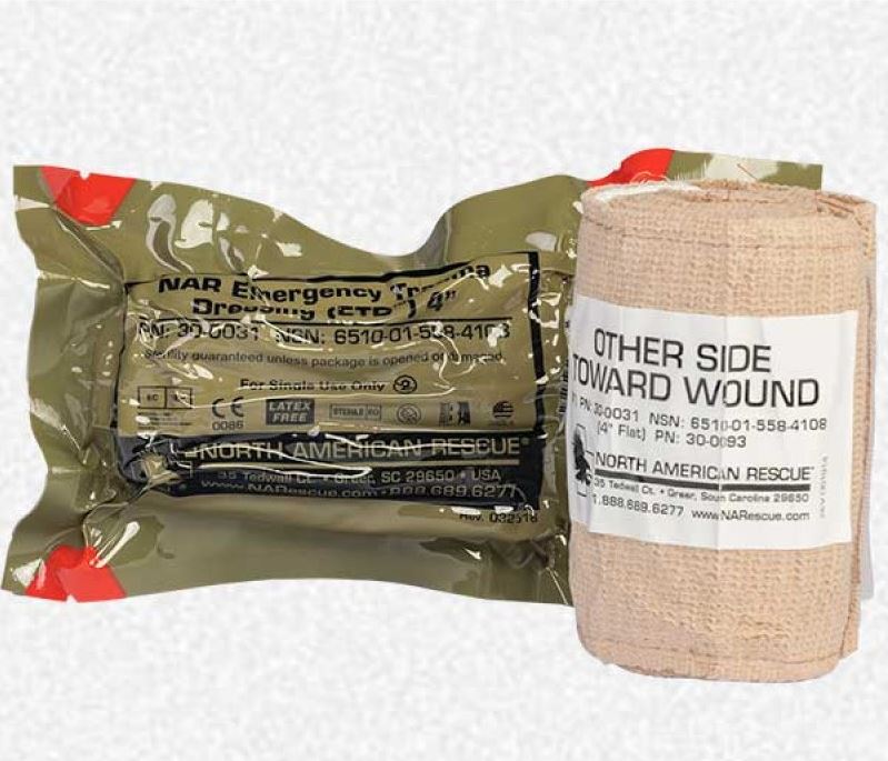 Pansement de Compression ETD 4 pouces NAR - Bandage d'Urgence Tactique