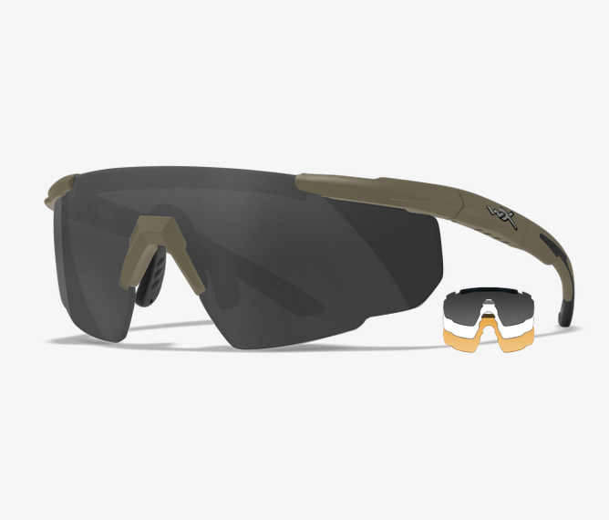 Wiley X Saber Advanced Tan Glasses - MIL-PRF-32432 Ballistic Protection