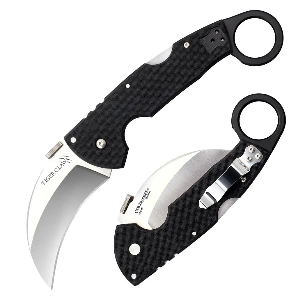 Cold Steel Tiger Claw S35VN Knife - Folding Karambit with Tri-Ad Lock